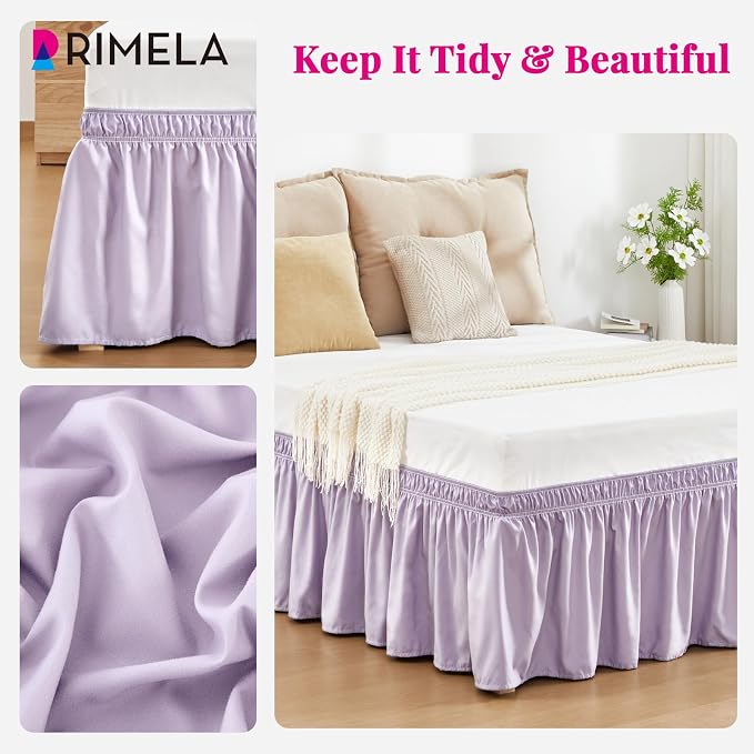 RIMELA Lavender Purple Bed Skirt King Size 15 Inch Drop, Wrap Around Elastic - Image 7