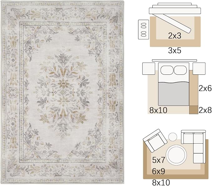 jinchan Vintage Floral Runner Rug 2x6 - Image 2