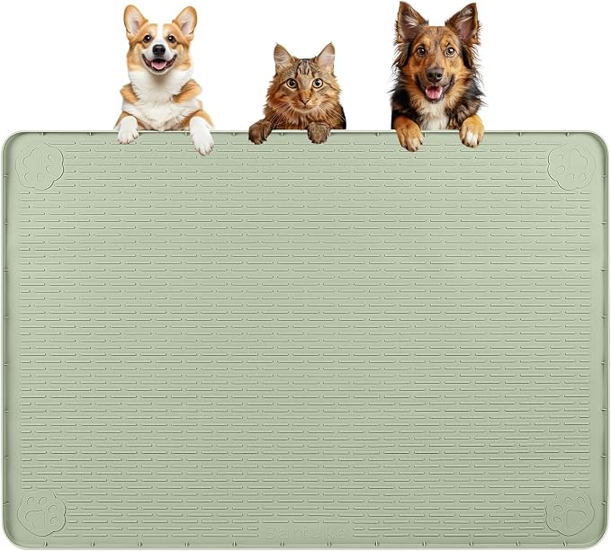 Dog Food Mat, Extra Large 40" x 28" Silicone Pet Feeding Mat by Bartuke