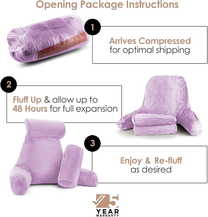 Nestl Reading Pillow with Shredded Memory Foam Includes 2 Neck and Lumber - Image 2
