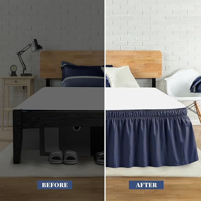 King Bed Skirt, Elastic Wrap Around Bed Skirt King Size, Bed Skirts - Image 3