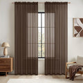 MIULEE Chocolate Brown Sheer Curtains 63 Inches Long 2 Panels, Light Filtering by MIULEE