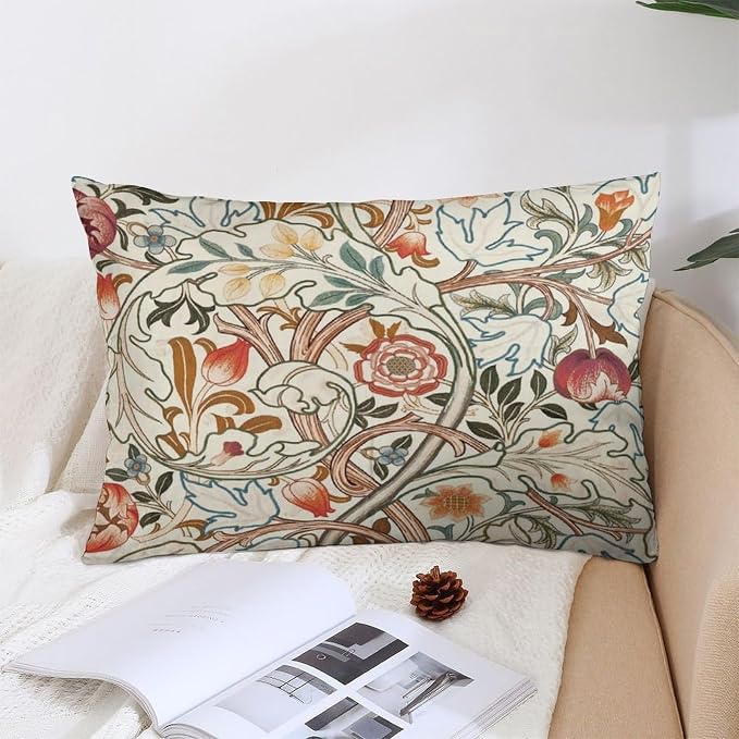 Flower Red William Morris Throw Pillow Covers 12x20 Inch Aesthetic Pillow - Image 4