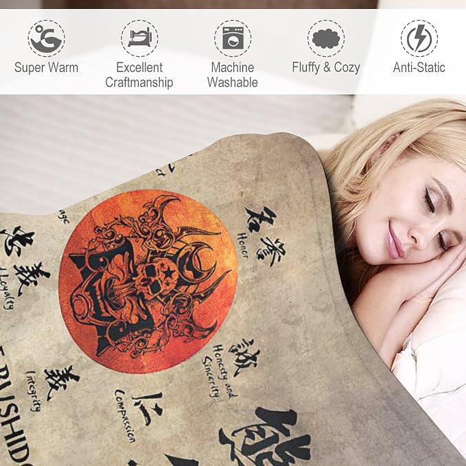 Samurai Warrior Japanese Throw Blanket - Image 6