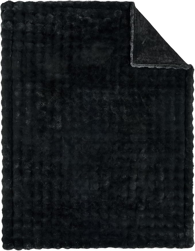 Lotus Karen Faux Fur Blanket Black - Image 9
