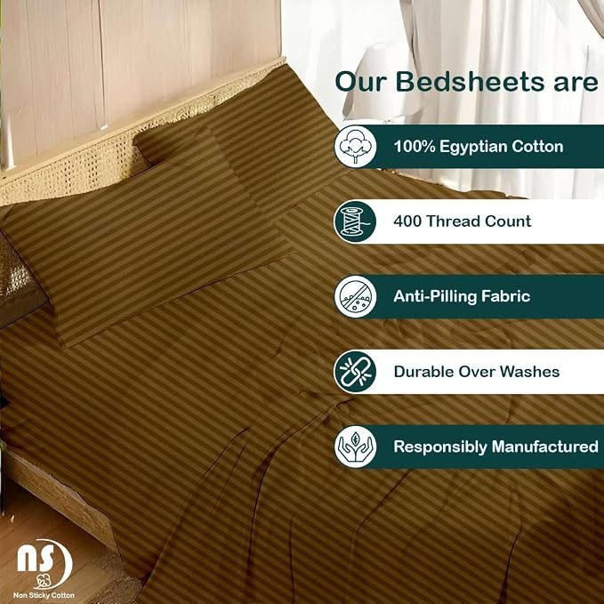 NON Sticky cotton Full Size Sleeper Sofa Sheets, 4 Piece Egyptian Cotton Bed - Image 2