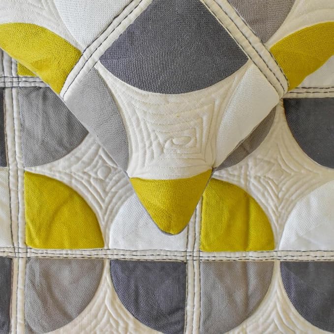 The HomeCentric King/Queen/Twin Yellow & Grey Designer Full 68"x18" Bed Runner - Image 4
