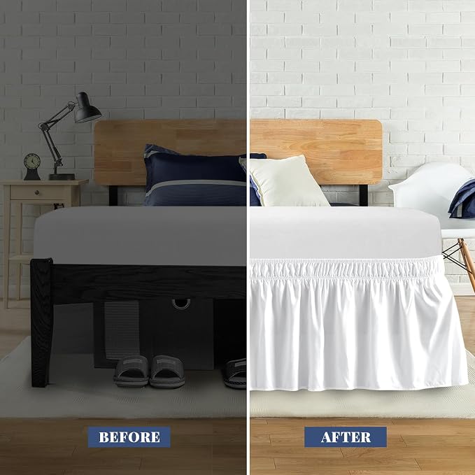 Queen Bed Skirt, Elastic Wrap Around Bed Skirt Queen Size, Bed Skirts - Image 3