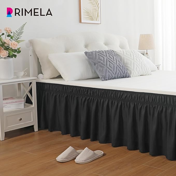 RIMELA Black Bed Skirt Queen Size 15 Inch Drop, Elastic Bed Skirting - Image 9