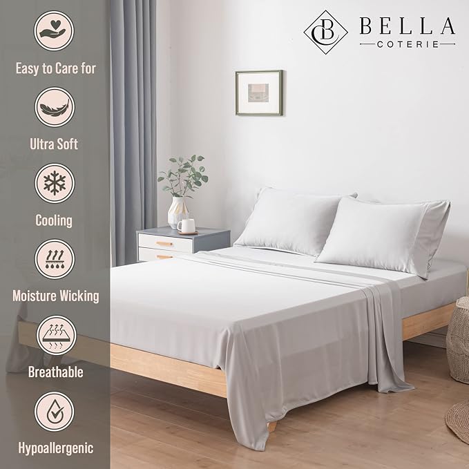 Bella Coterie Luxury Bamboo Viscose Queen Size Sheet Set | 100% Organically - Image 2