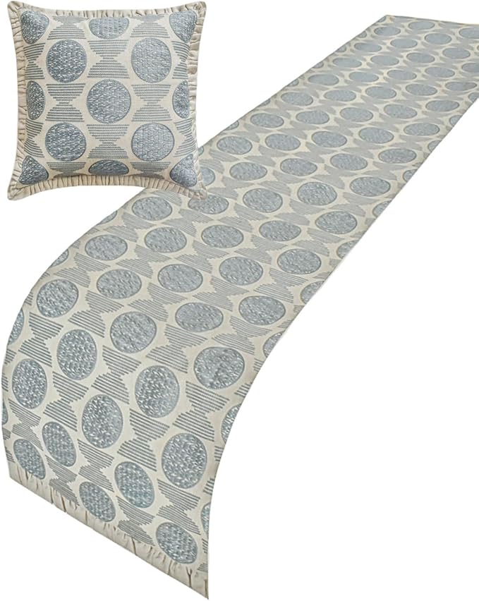 The HomeCentric King/Queen/Twin Blue Decorative Bed Runner CA King 86"x18" Bed - Image 5