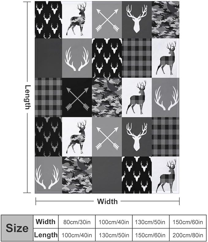 Rustic Cabin Throw Blanket, Farmhouse Grey Camouflage Deer Vintage Country - Image 2