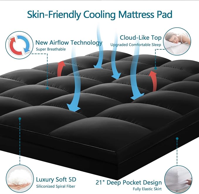 CHOKIT Full Mattress Topper, Extra Thick Pillow Top Mattress Pad - Image 3
