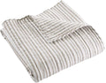 Levtex Home - Tobago Stripe Taupe - Quilted Throw - 50x60in. - White, Taupe - by LevtexHome