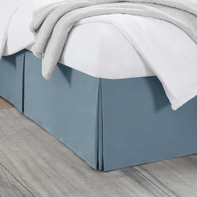 Nestl Stone Blue Bed Skirt Queen Size by Nestl