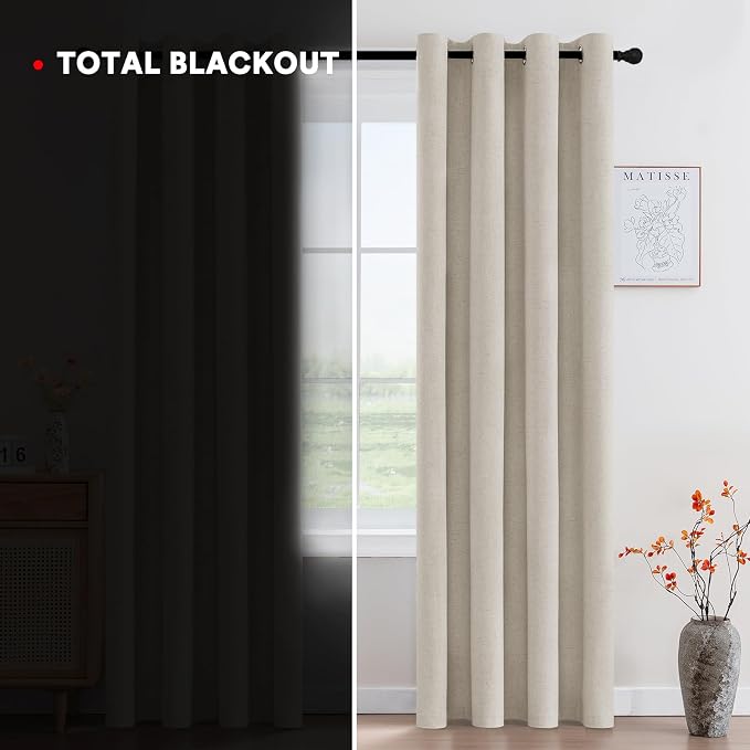 PrinceDeco Nature Linen Curtains 100% Back Out Curtains - Image 3