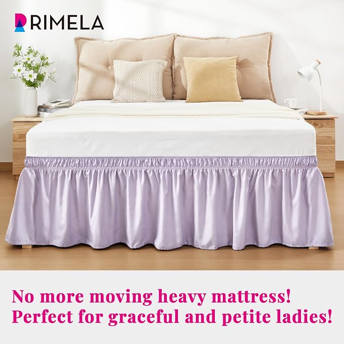 RIMELA Lavender Purple Bed Skirt King Size 18 Inch Drop, Wrap Around Elastic - Image 3
