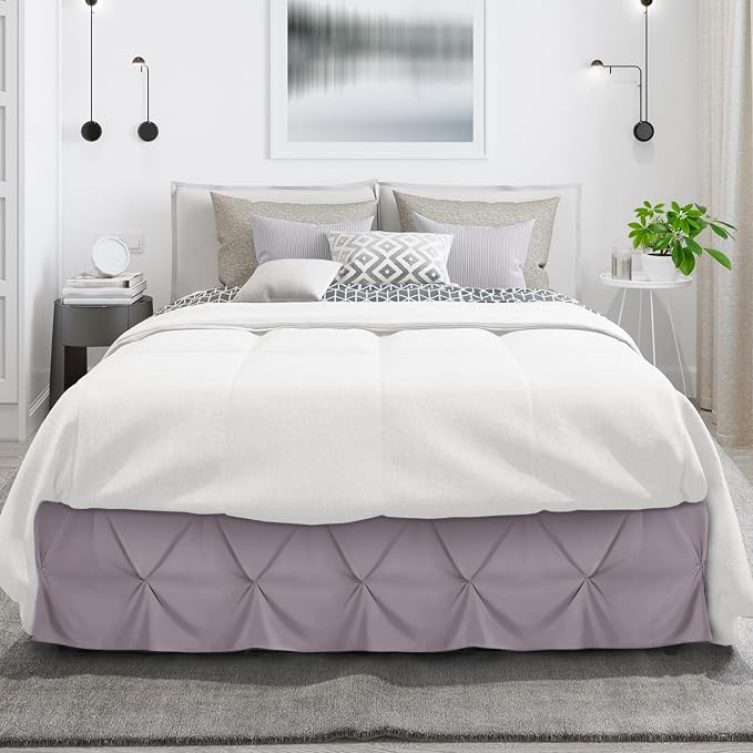 Nestl Dusty Purple Bed Skirt Queen Size, Pinch Pleat Queen Bed Skirt, Dusty - Image 2