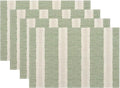 Sage Green Polka Dot Placemats Set of 4, Boho Striped Decorative Table Mat 12 x by Sunshineyan