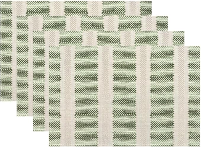 Sage Green Polka Dot Placemats Set of 4, Boho Striped Decorative Table Mat 12 x by Sunshineyan