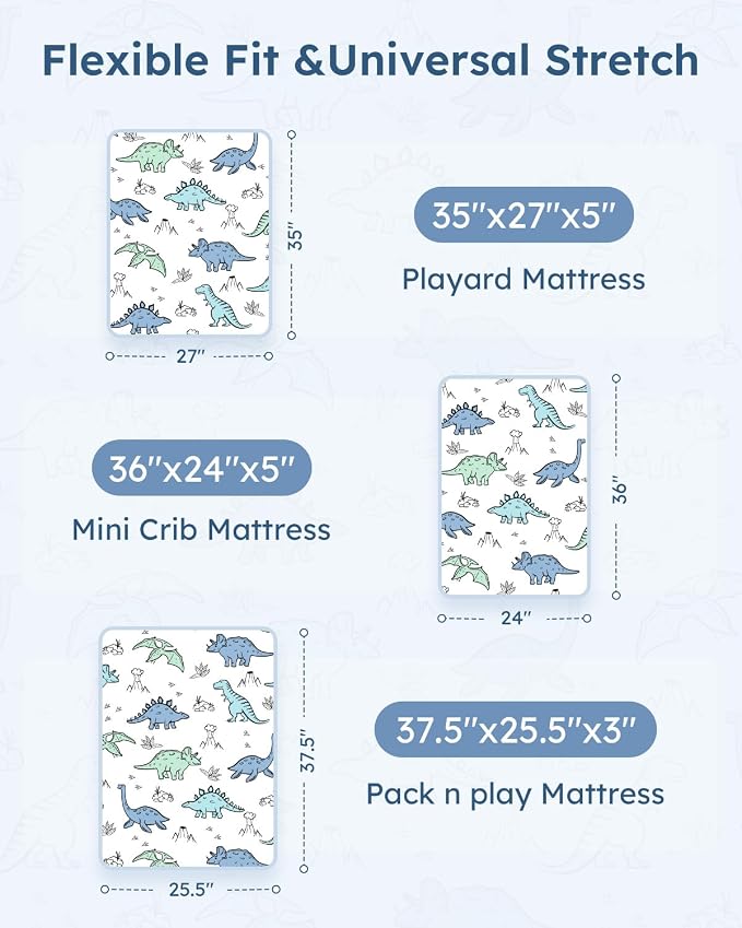 Pack and Play Sheets Fitted 3 Pack, Mini Crib Sheets - Image 3