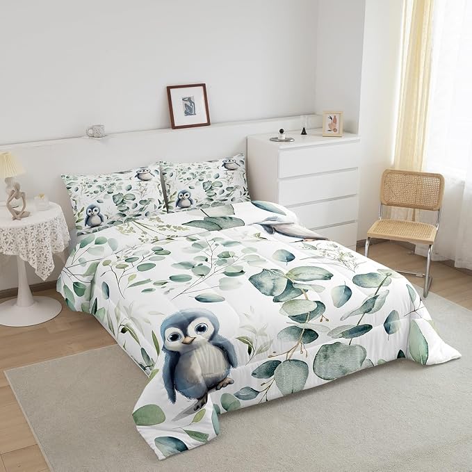 Erosebridal Cartoon Penguin Queen Bedding Sets Toddler Woodland Wildlife - Image 3