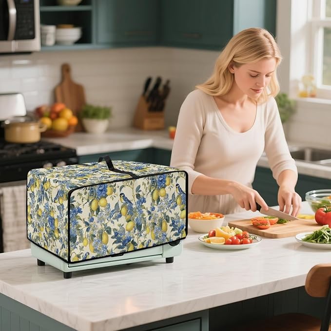 Lemon Floral Robin Bird Print Microwave Oven Dust Cover Heavy Duty Microwave - Image 4