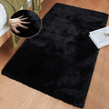 Faux Rabbit Fur Rug Machine Washable Area Rugs Black Fur Rug by ORINOVA