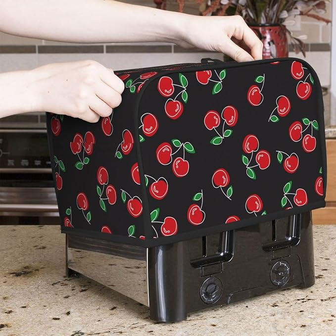 Red Black Cherry 2 Slice Toaster Cover, Waterproof Toaster Dust Cover Bread - Image 2