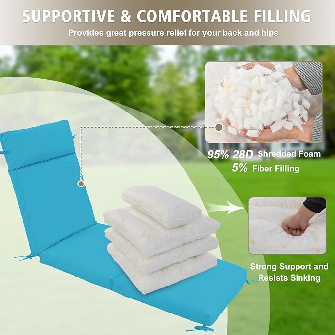Chaise Lounge Cushion 80x26x3 Inch – Set of 2 Outdoor Lounge Chair Cushions - Image 5