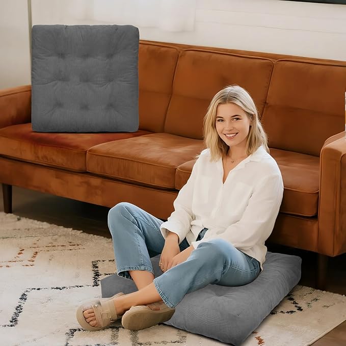 Meditation Floor Pillow Set of 2, Square Large Pillows Seating - Image 7