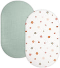 Bassinet Sheet for Baby Boy and Girl 2 Pack, Fitted Sheets for Rectangle by Meowcards