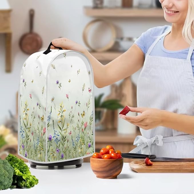 Butterfly Floral Print Blender Cover Dust Proof Washable Small Appliance Cover - Image 2