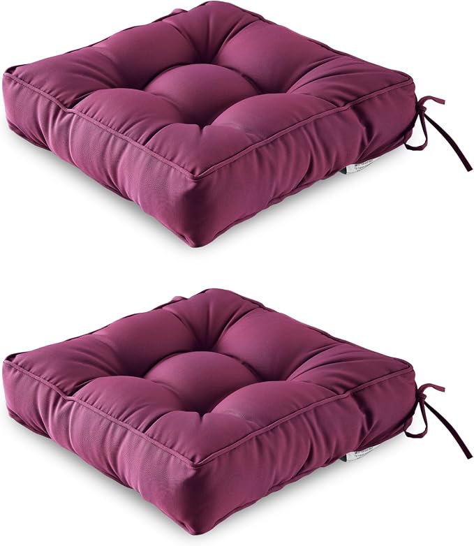 ARTPLAN Outdoor Seat Cushion, Square Thick Tufted Pure Chair Cushion by ARTPLAN