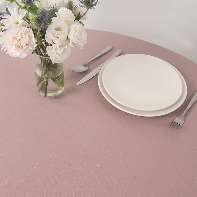 maxmill Round Linen Looking Textured Tablecloth Spill-Proof Wrinkle Free Soft - Image 5
