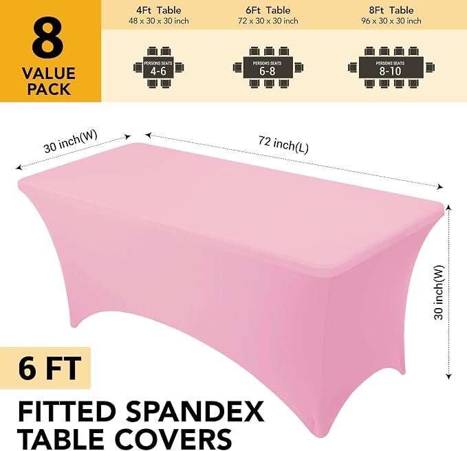 8-Pack Premium Pink Spandex Tablecloths - Image 6