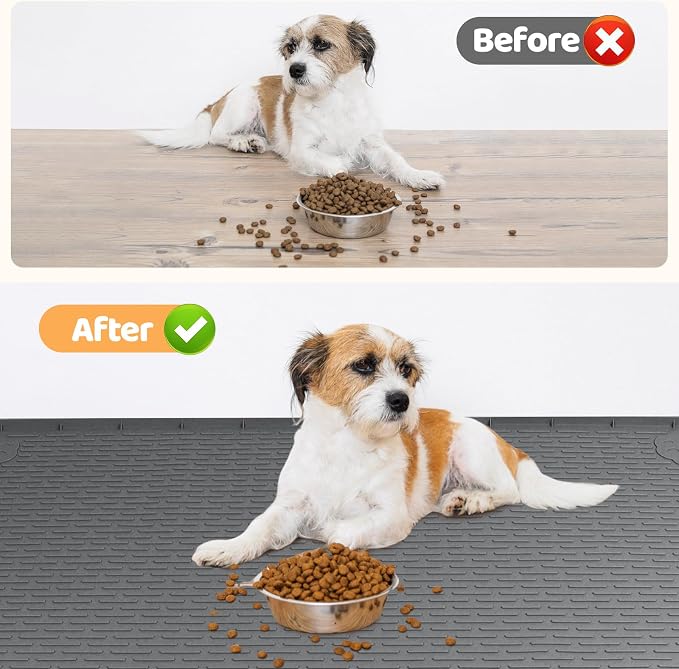 Dog Food Mat, Extra Large 34" x 22" Silicone Pet Feeding Mat - Image 4