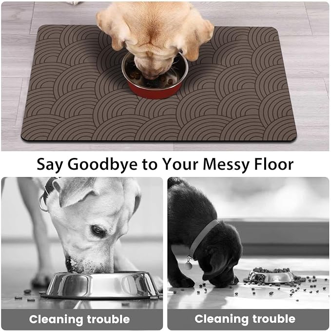 Dog Food Mat for Floors, Absorbent and Quick-Drying Pet Cat Food Mat, - Image 2