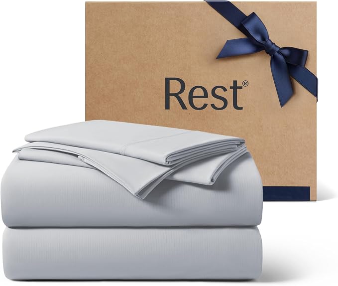 REST® Evercool®+ Cooling Sheet Set, Queen Size, Light Gray, Breathable Bed by REST