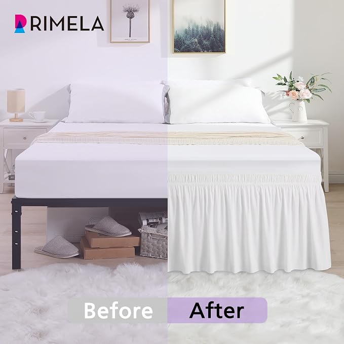RIMELA White Bed Skirt Twin Size 15 Inch Drop, Elastic Bed Skirting - Image 6