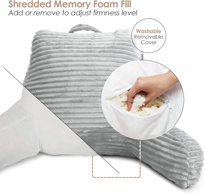 Hearth & Harbor Reading Pillow for Bed Adult – Back Pillow for Sitting in Bed - Image 5