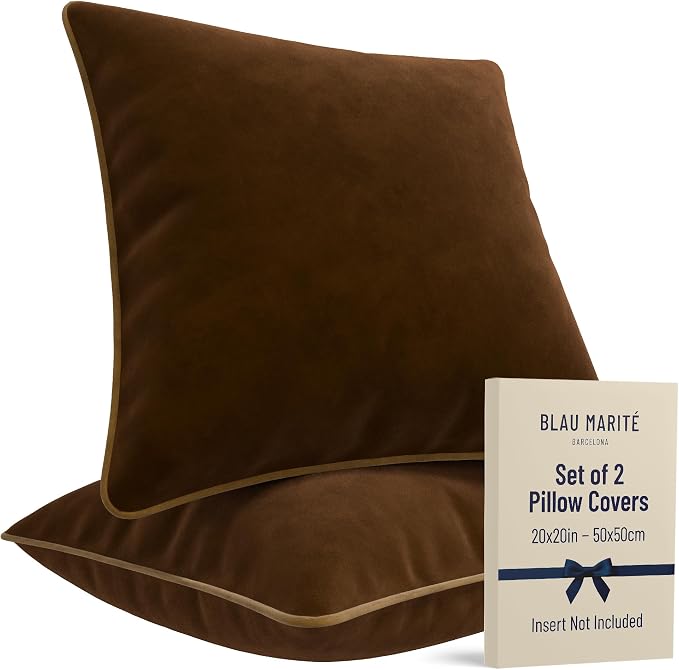 2 Pack Velvet Decorative Throw Pillow Covers, Contrast Piping, Indoor Use by BLAUMARIT%C3%89