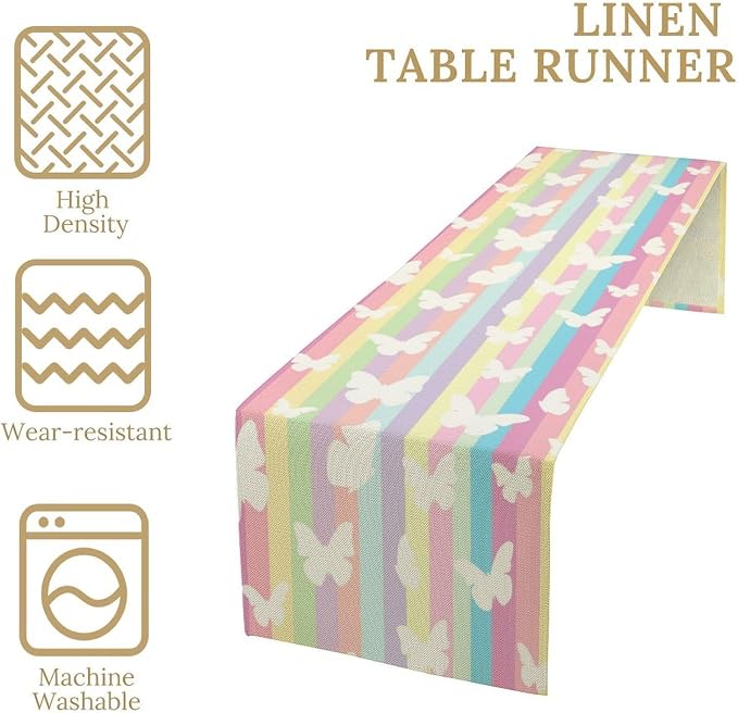 Rainbow Butterfly Kids Girl Table Runner - Image 3