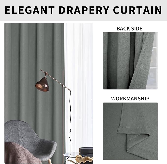 Easy-Going Linen Look Blackout Curtain Grommet Window Curtain Drapes - Image 5