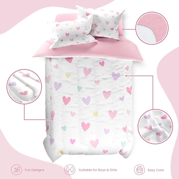 SANDJEST Heart Comforter Set Full Size 98x86in - Image 2