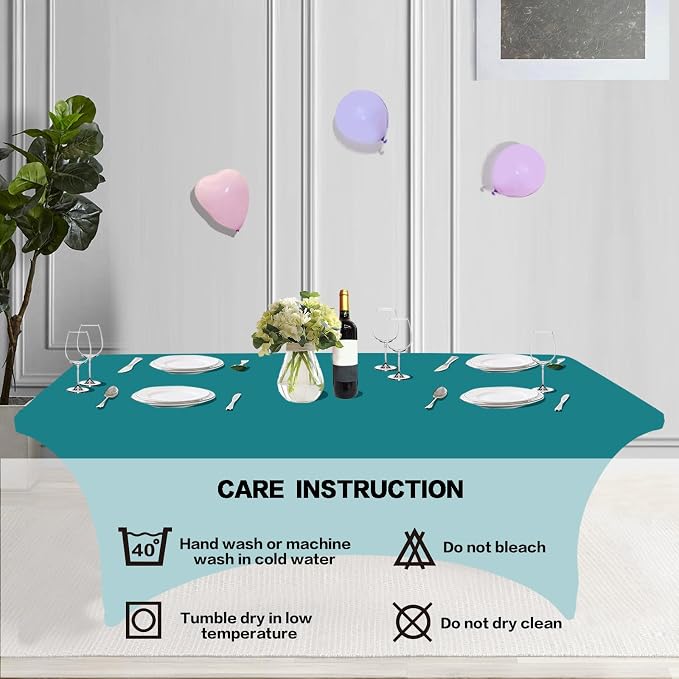 IVAPUPU 6FT Table Cloth for Rectangular Fitted Events Stretch Lake Blue Table - Image 5