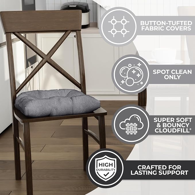 Klear Vu Gripper Overstuffed Universal Non-Slip Dining Chair Cushions - Image 2