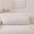 Boho Lumbar Pillow Covers 14x36 Inch Long, Textured Linen Striped Cushion Covers by QDTTSRY