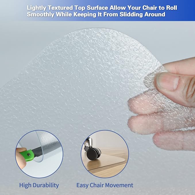 Amyracel Office Chair Mat for Hardwood Floor, 30” x 48” Clear Desk Chair Mat - Image 3