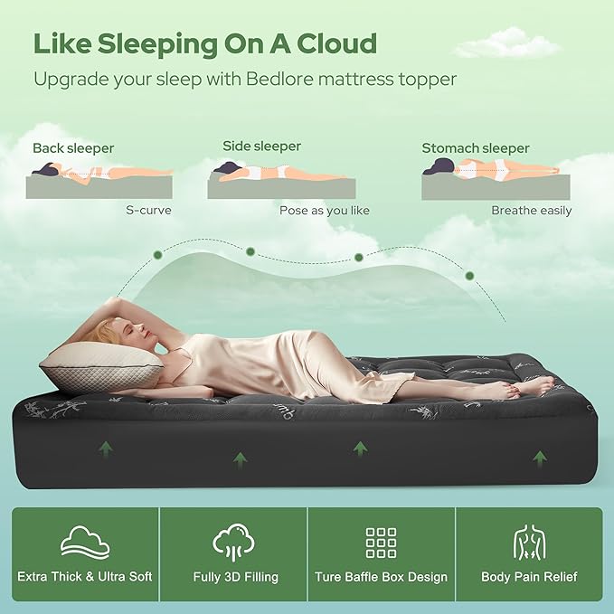 BEDLORE Twin XL Mattress Topper Viscose Derived from Bamboo, Thick Pillow Top - Image 4